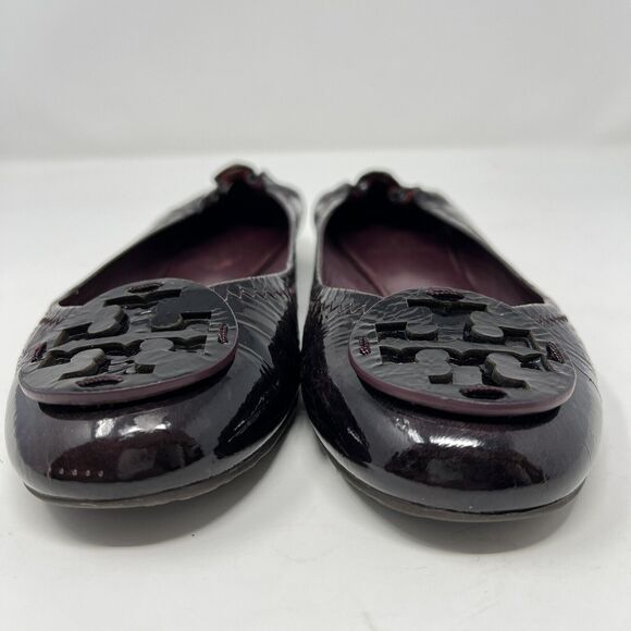 Tory Burch Reva Plum Burgundy Patent Leather Ballet Flats Women’s 8.5 - Picture 3 of 12